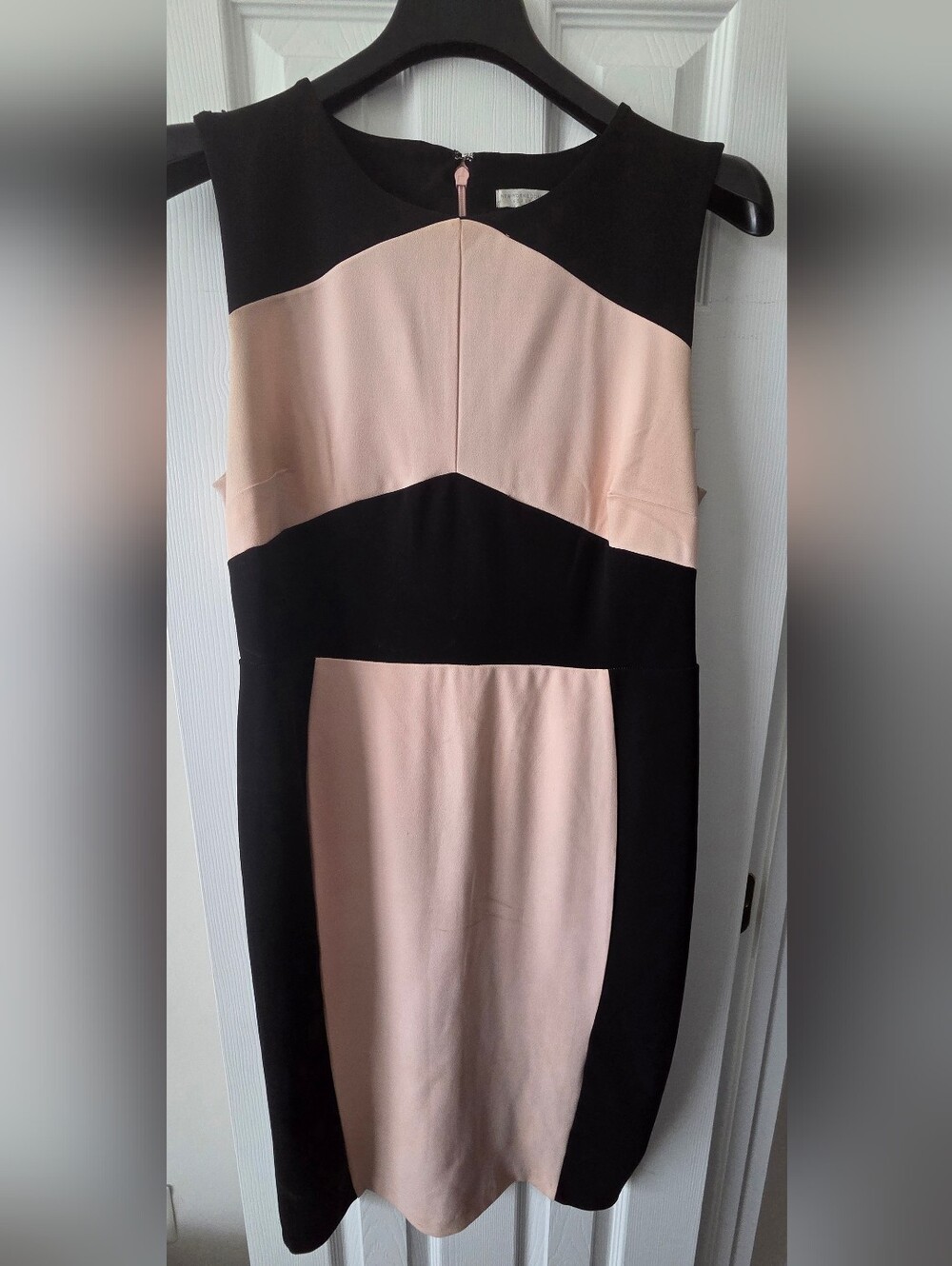 Black and Blush Colorblock Sheath Dress - Women's